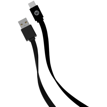IESSENTIALS Flat USB-C to USB-A 4 ft. Cable (Black) IEN-FC4C-BK